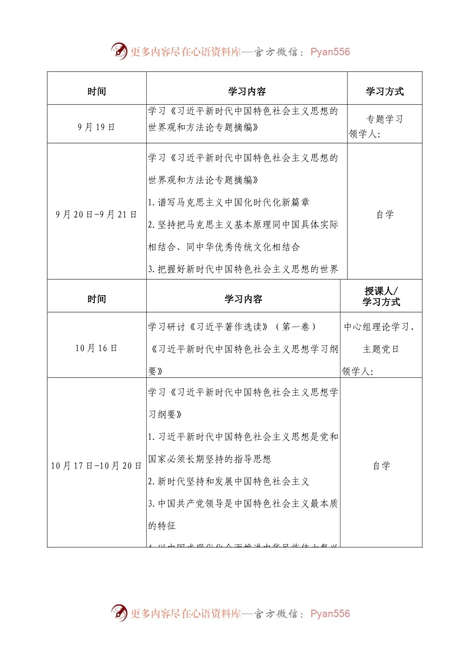 工业园区学习贯彻习近平新时代中国特色社会主义思想主题教育学习计划表.docx_第2页