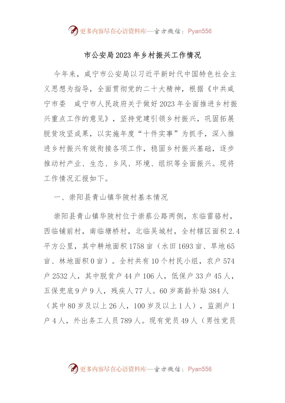 市公安局2023年乡村振兴工作情况.docx_第1页
