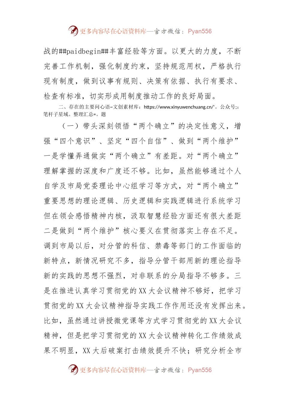 市公安局党委班子成员2022年度民主生活会个人对照检查.docx_第2页