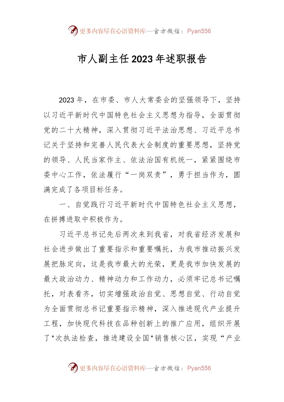 市人副主任2023年述职报告.docx_第1页