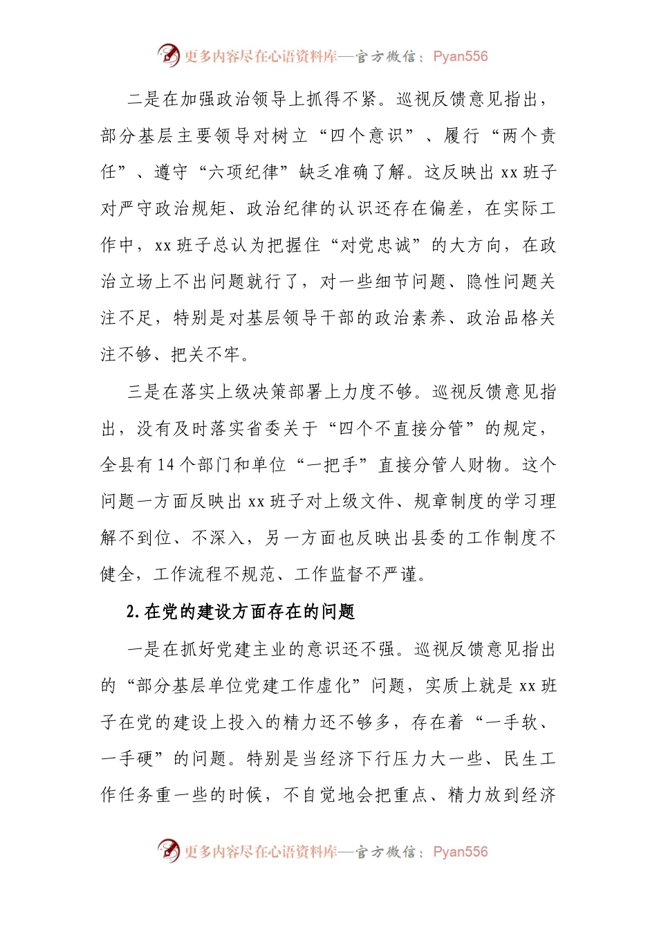 巡视巡察整改专题民主生活会【领导班子】对照检查材料.docx_第2页