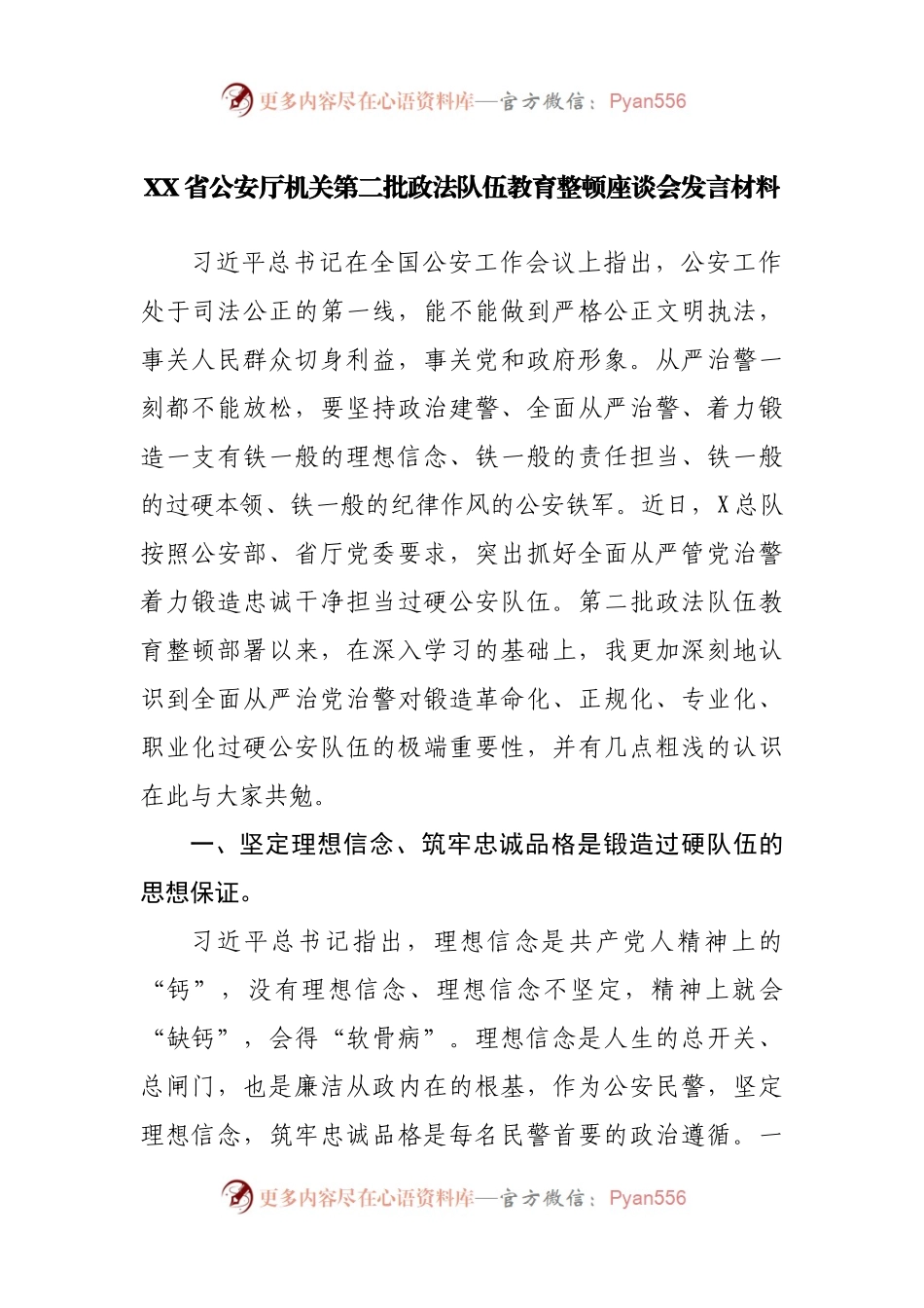 在第二批政法队伍教育整顿座谈会发言材料（GA）.docx_第1页