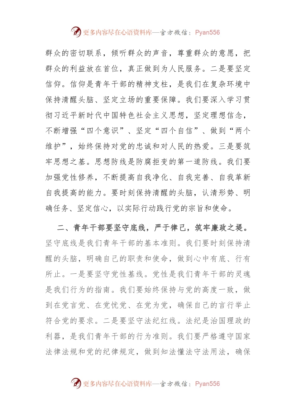 在青年干部座谈会上的讲话：青年干部要坚守廉洁底线，弘扬清风正气.docx_第2页