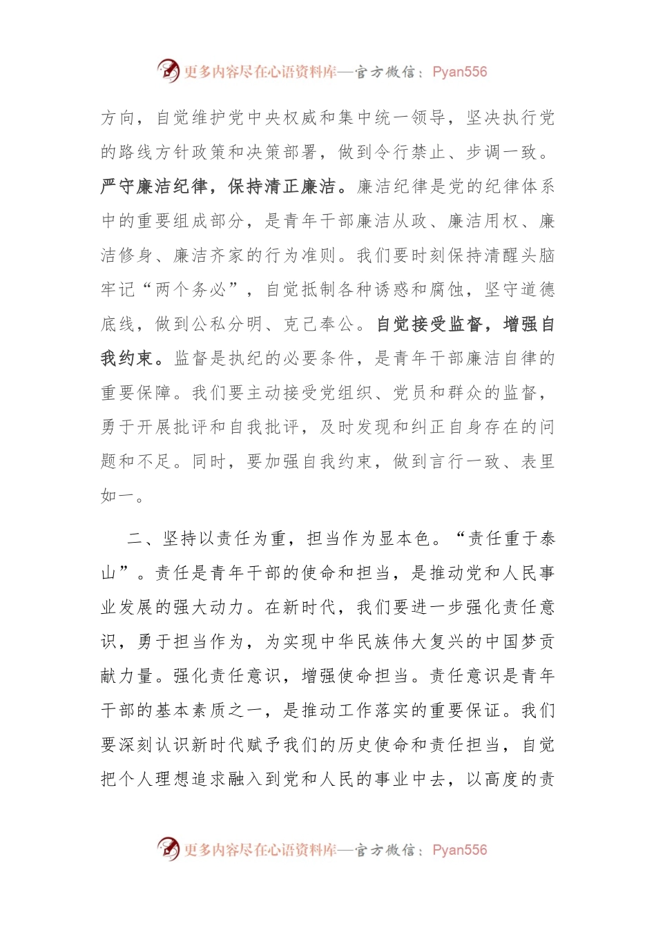 在青年干部座谈会上的讲话：青年干部要守纪律讲责任，争当新时代廉政先锋.docx_第2页