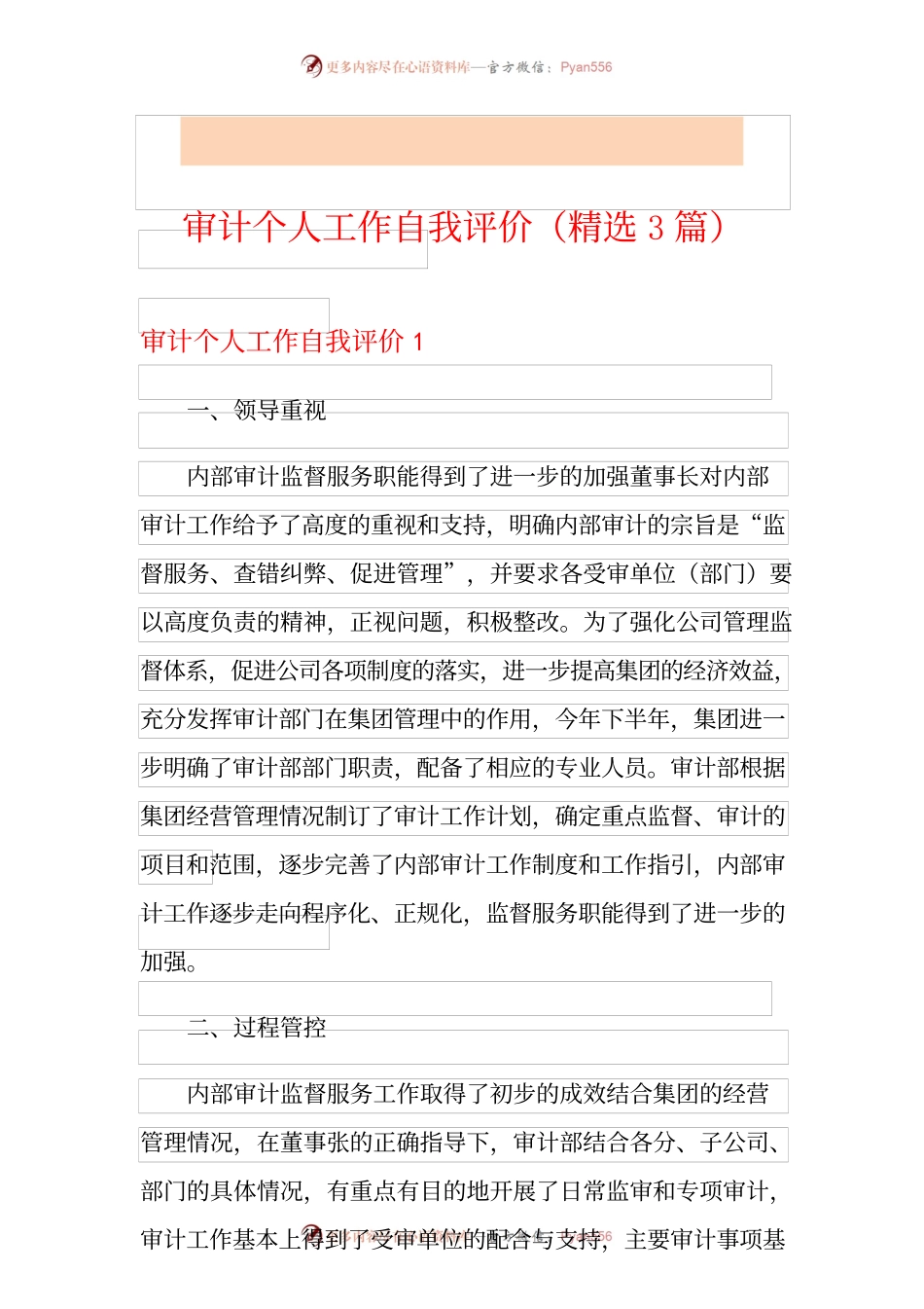 审计个人工作自我评价（精选3篇）.docx_第1页