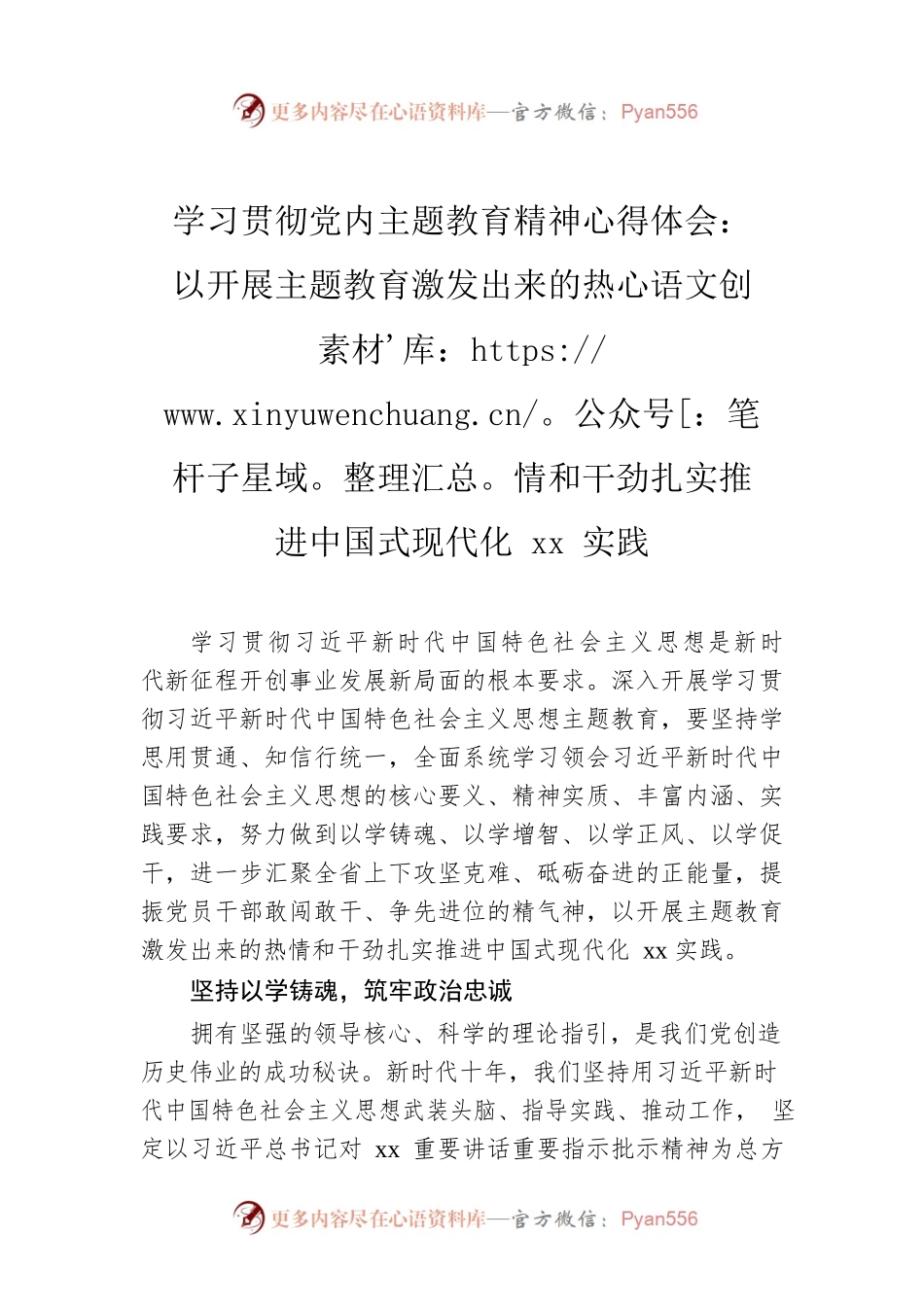 学习贯彻党内主题教育精神心得体会：以开展主题教育激发出来的热情和干劲扎实推进中国式现代化xx实践.docx_第1页