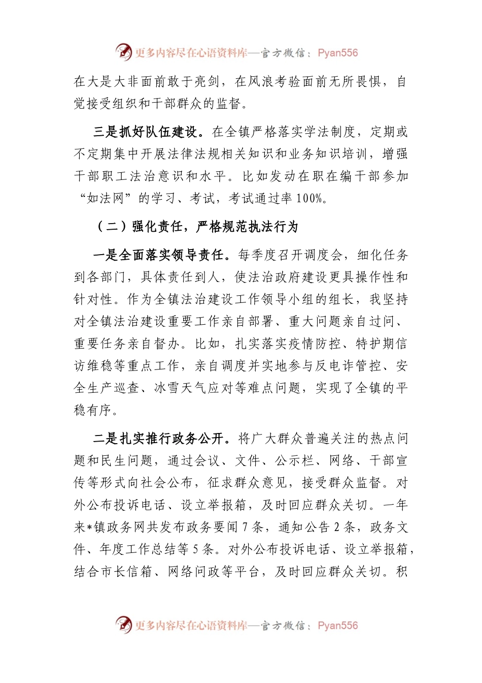 履行推进法治建设第一责任人职责情况述职报告（镇长）.docx_第2页