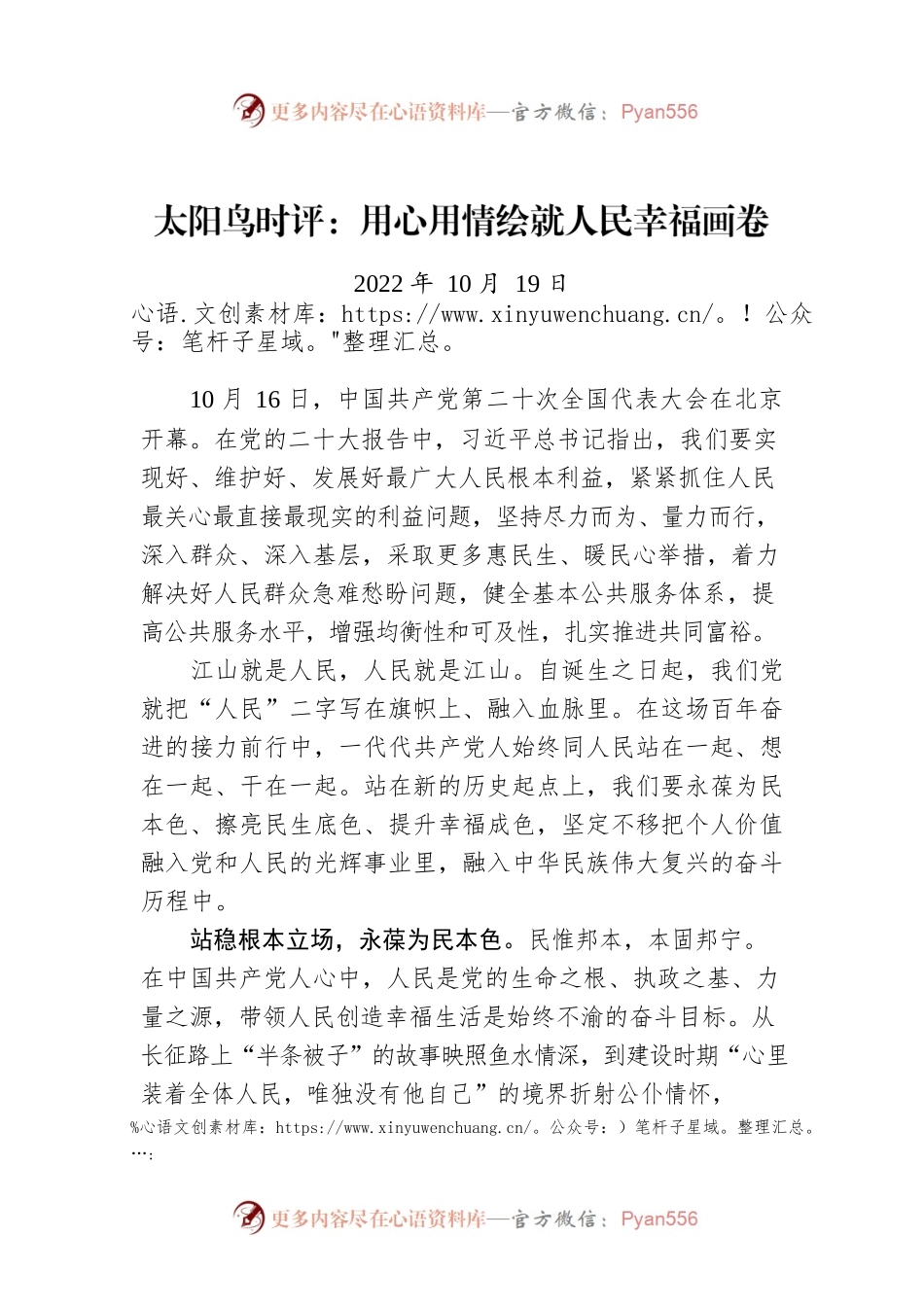 太阳鸟时评：用心用情绘就人民幸福画卷.docx_第1页