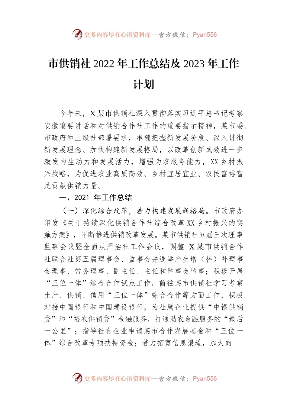 市供销社2022年工作总结及2023年工作计划.docx_第1页