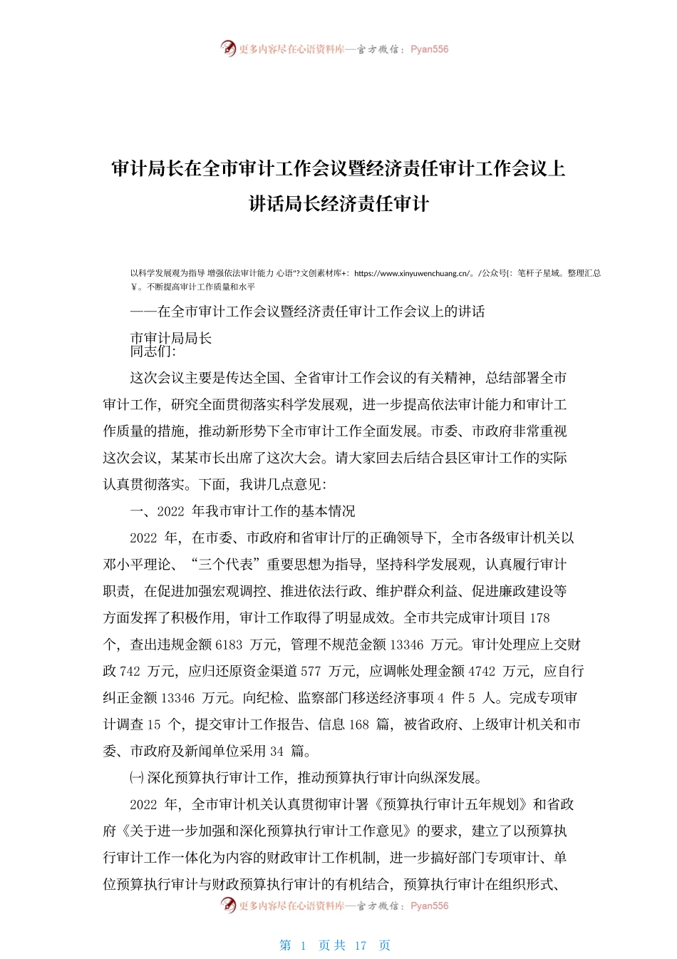 审计局长在全市审计工作会议暨经济责任审计工作会议上讲话局长经济责任审计.docx_第1页
