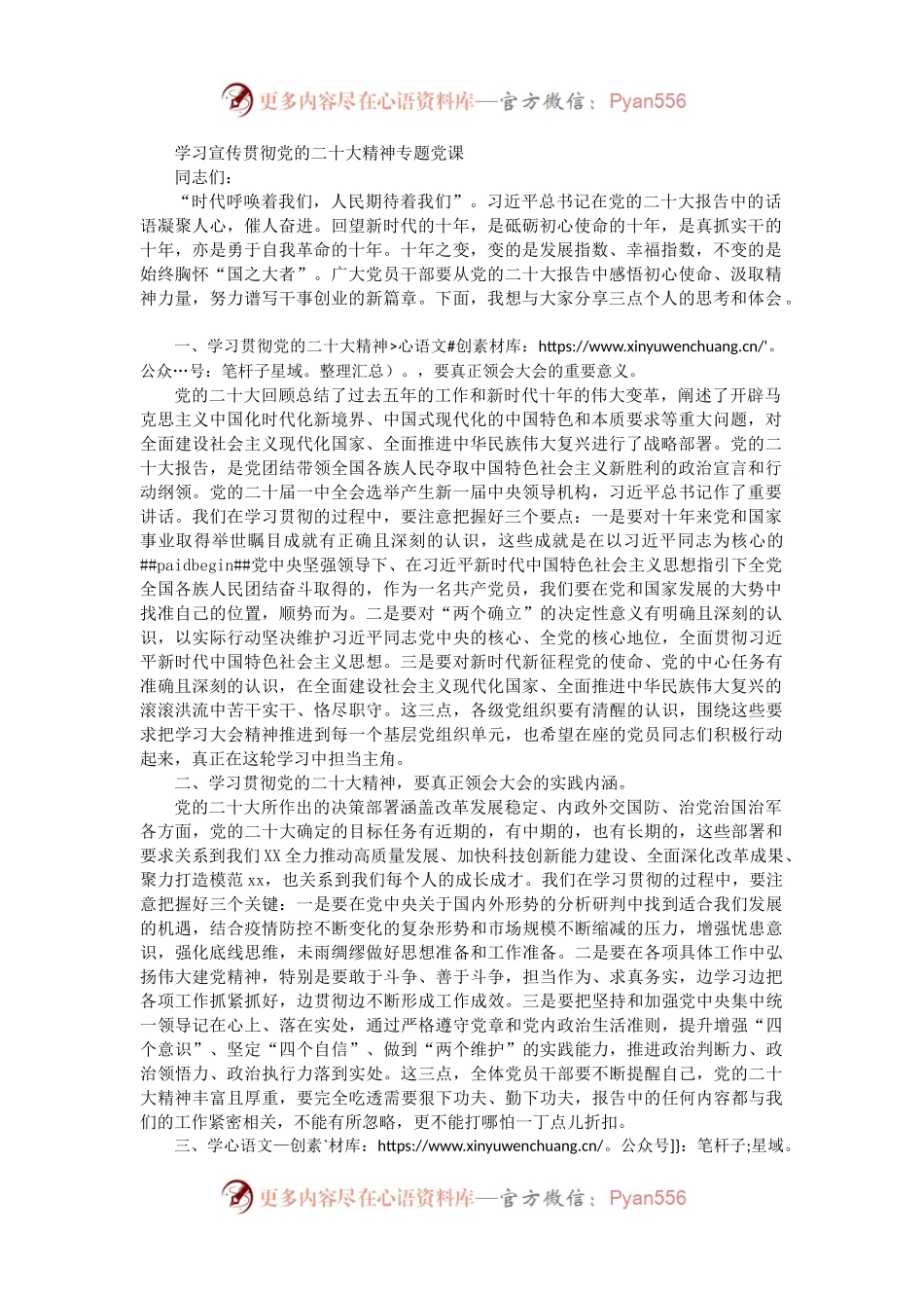 学习宣传贯彻党的二十大精神专题党课.docx_第1页