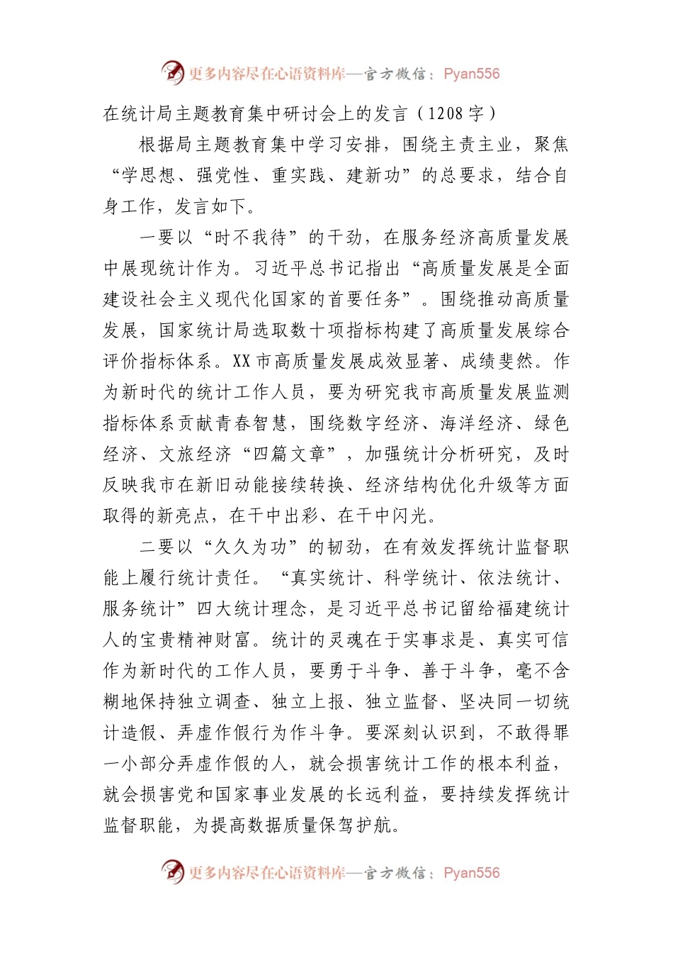 在统计局主题教育集中研讨会上的发言.docx_第1页
