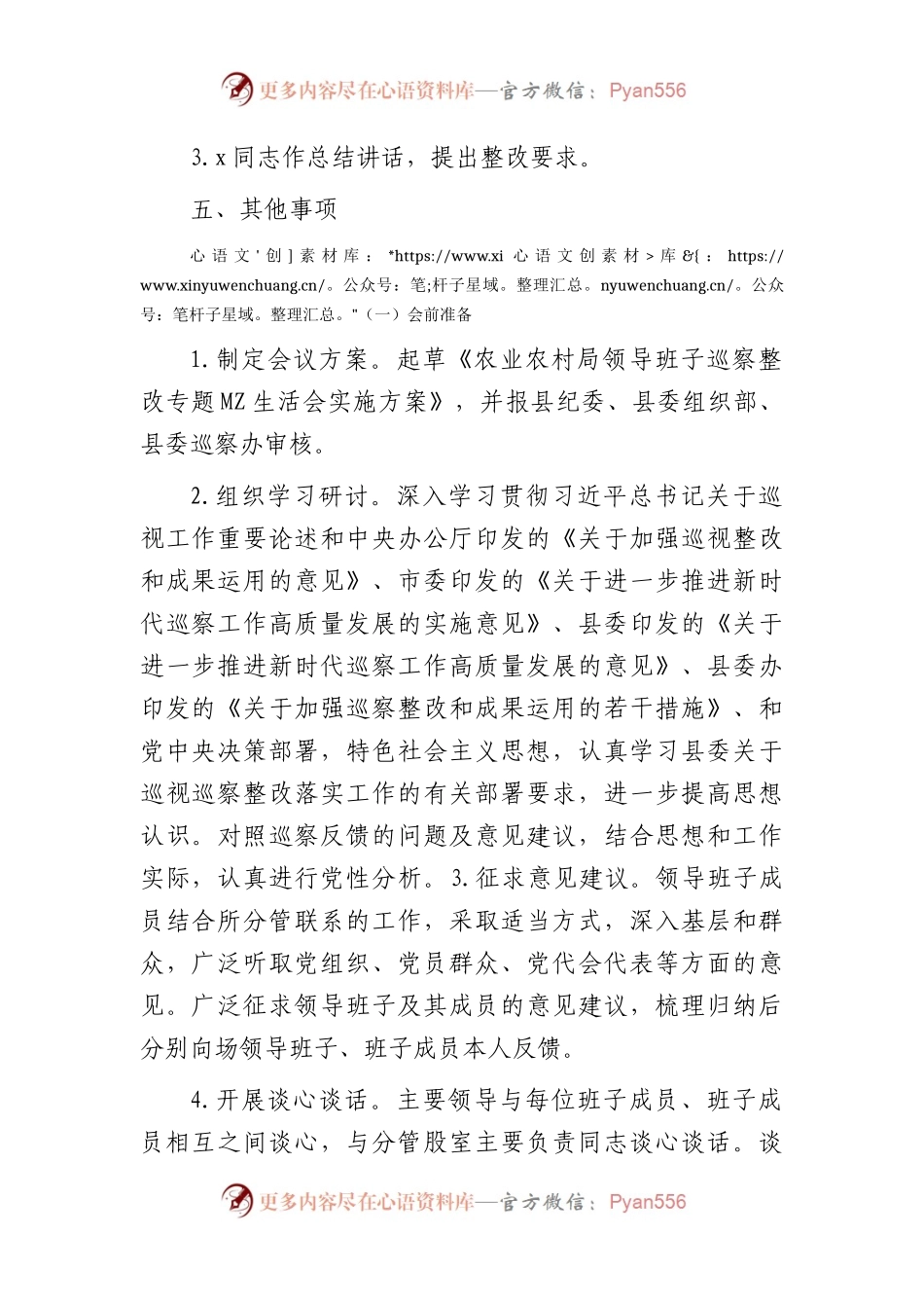 巡察整改专题民主生活会方案（农业农村1500字）.docx_第2页