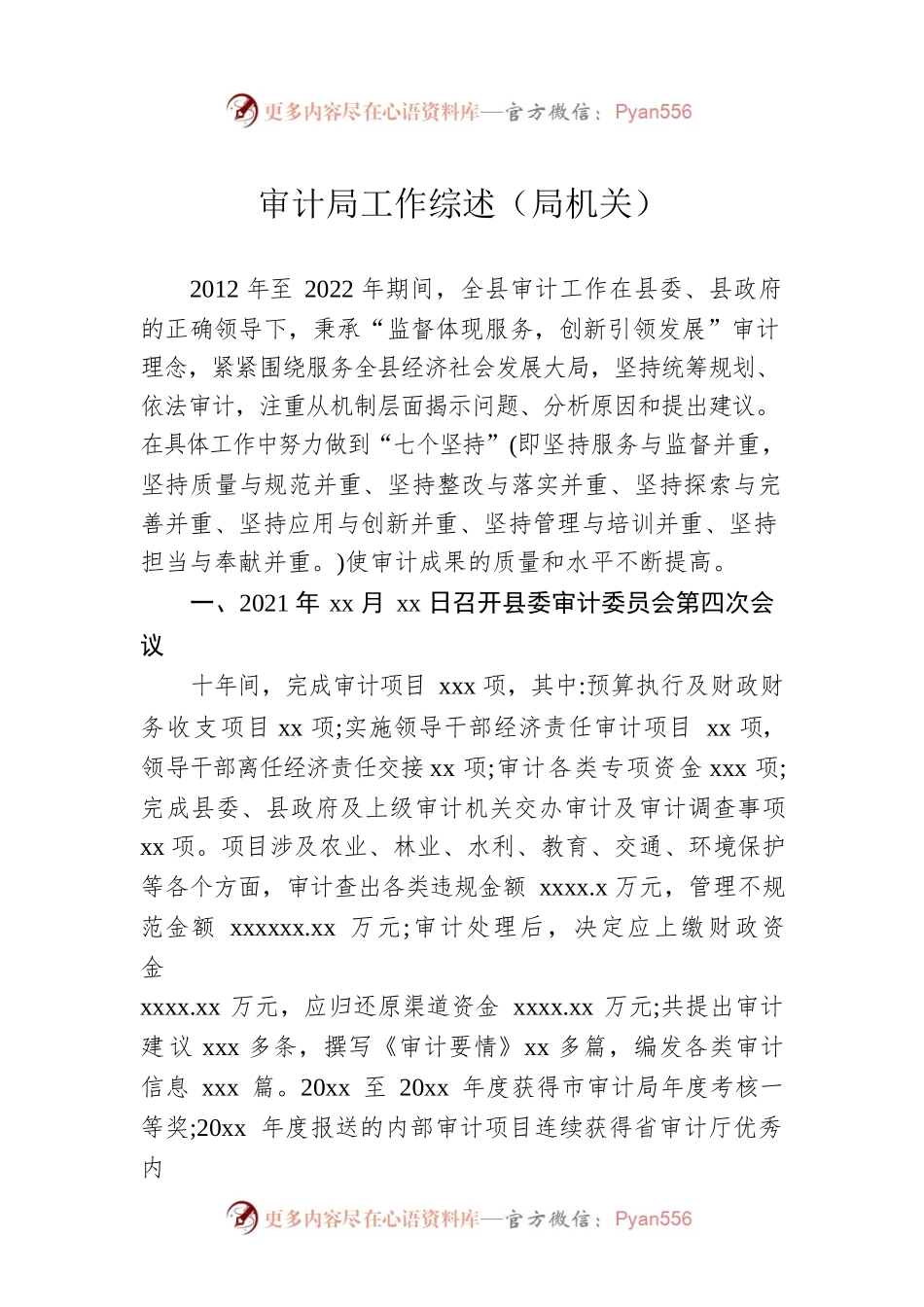 审计局工作综述（局机关）.docx_第1页