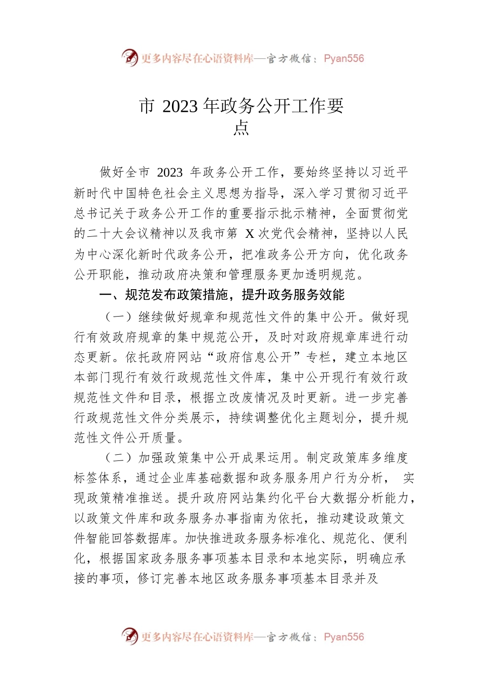 市2023年政务公开工作要点.docx_第1页
