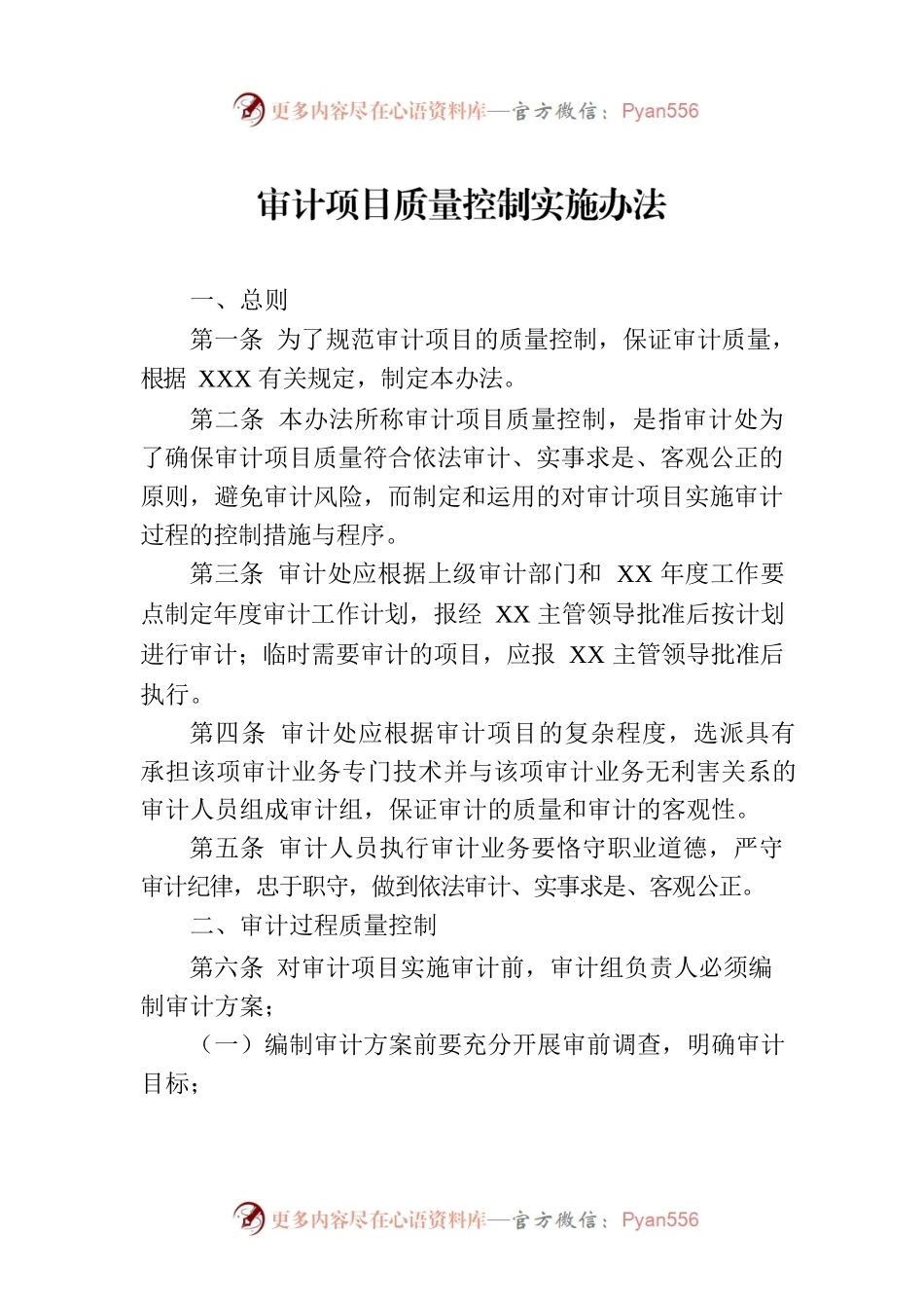 审计项目质量控制实施办法.docx_第1页