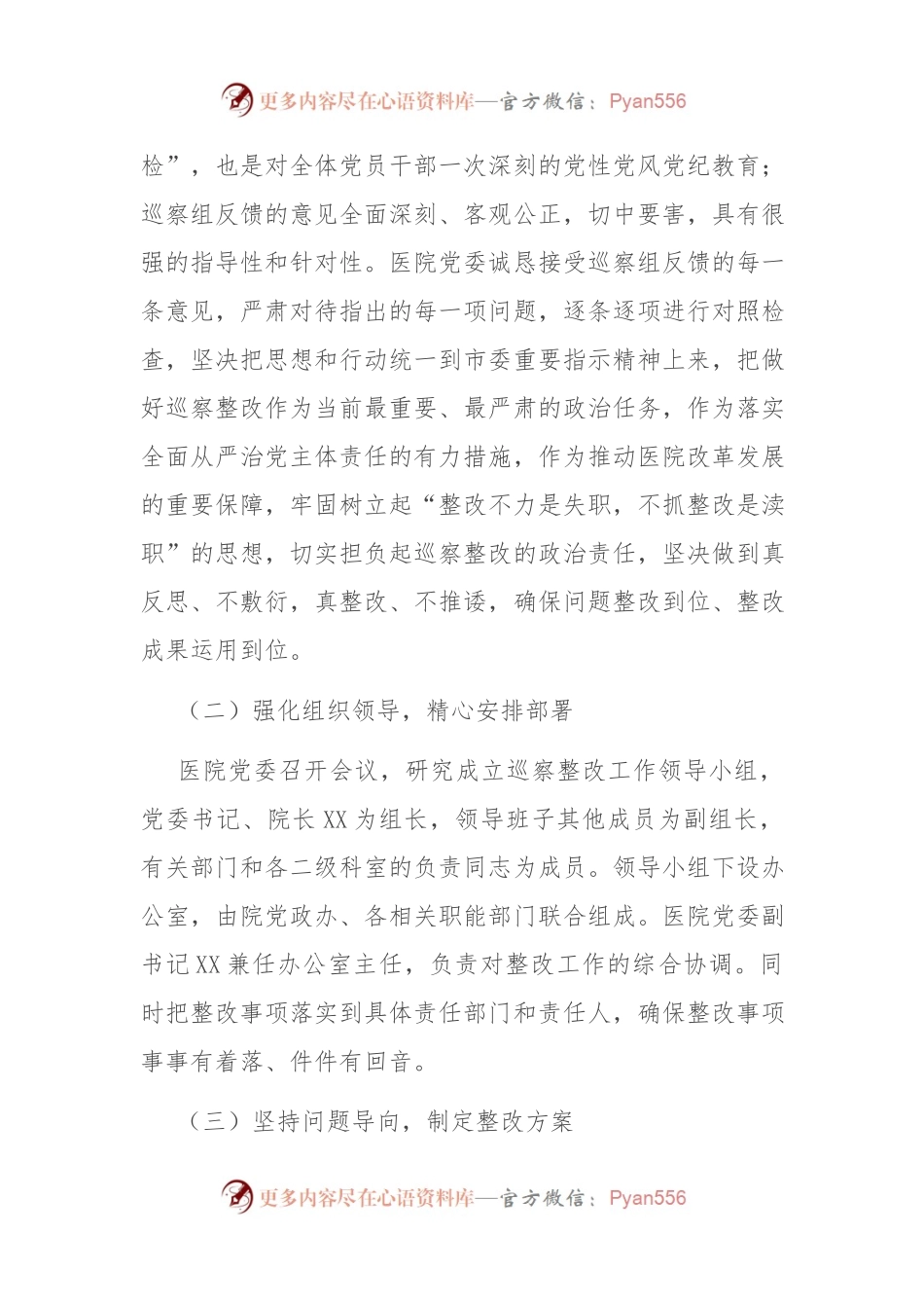 巡察组巡察反馈意见整改落实情况的汇报（医院）.docx_第2页