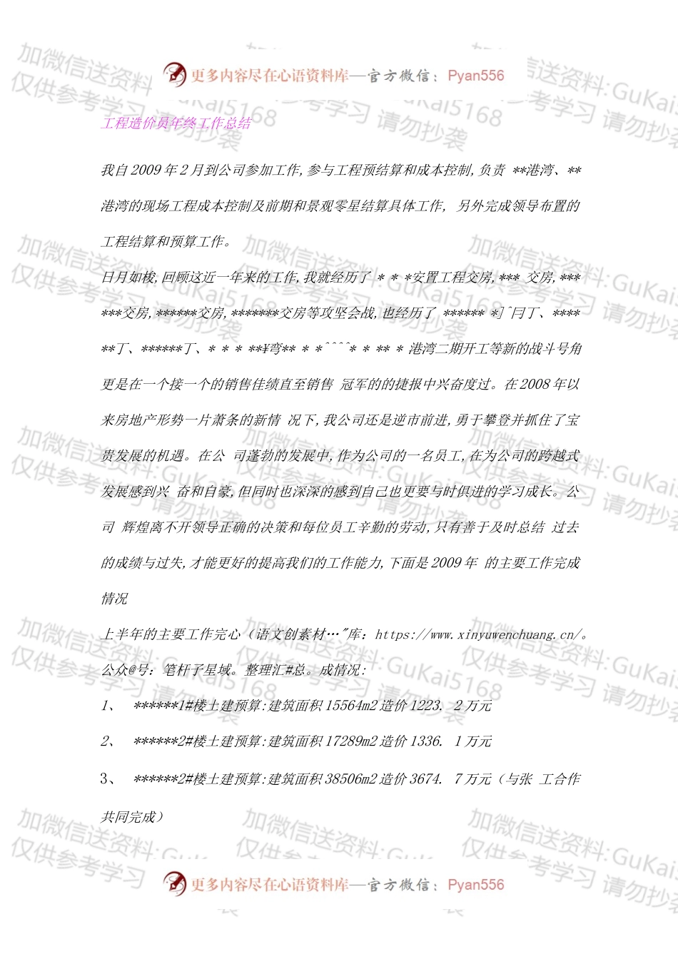 工程造价员年终工作总结.docx_第1页