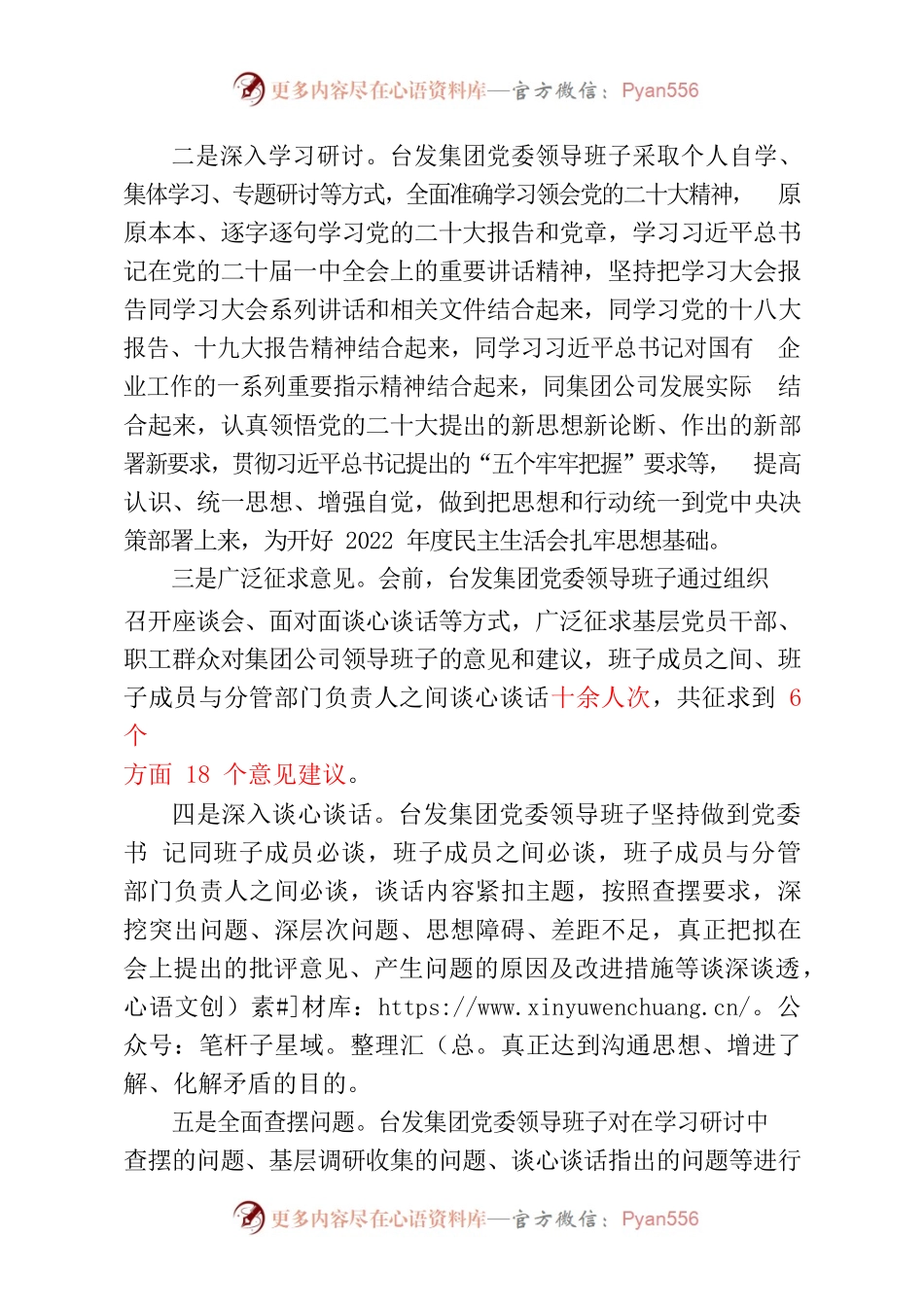 山东台发投资发展集团有限公司党委班子2022年度民主生活会会议情况报告.docx_第2页
