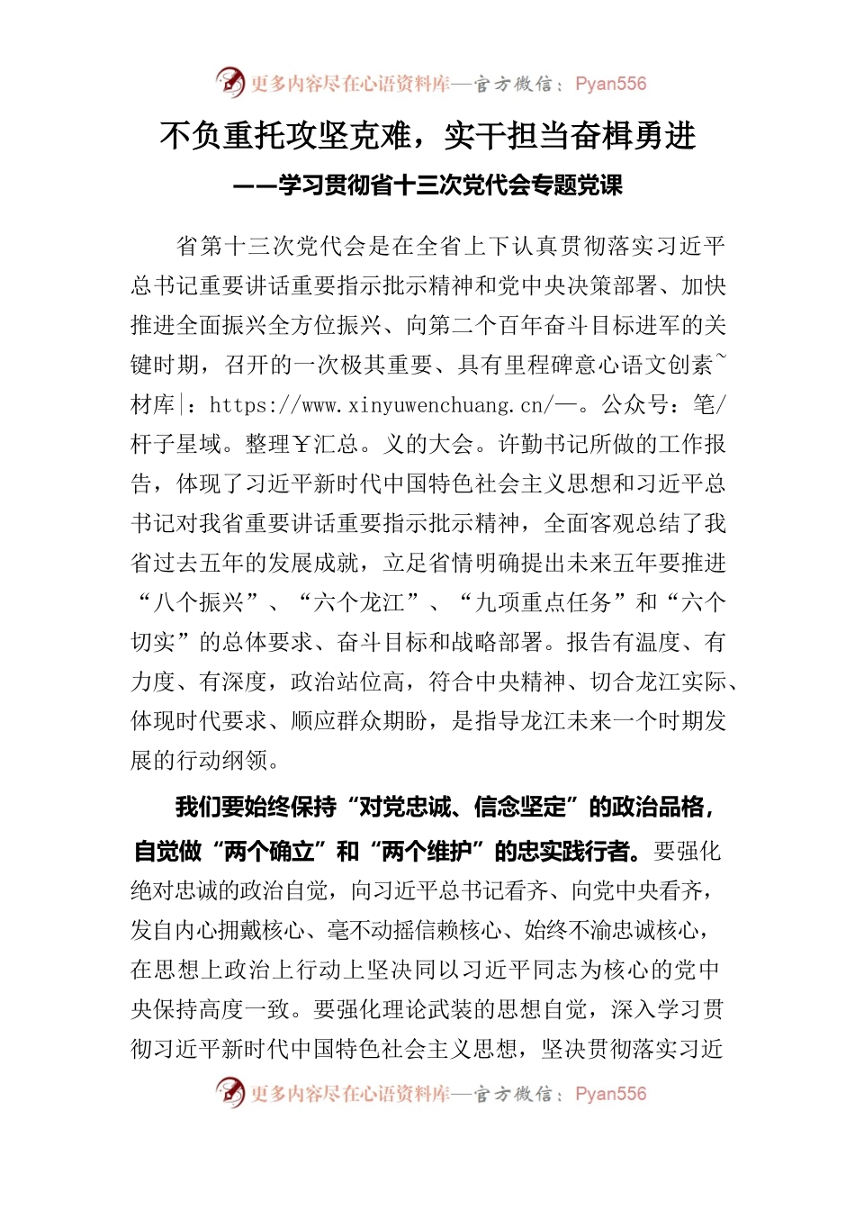 学习贯彻省十三次党代会专题党课.docx_第1页
