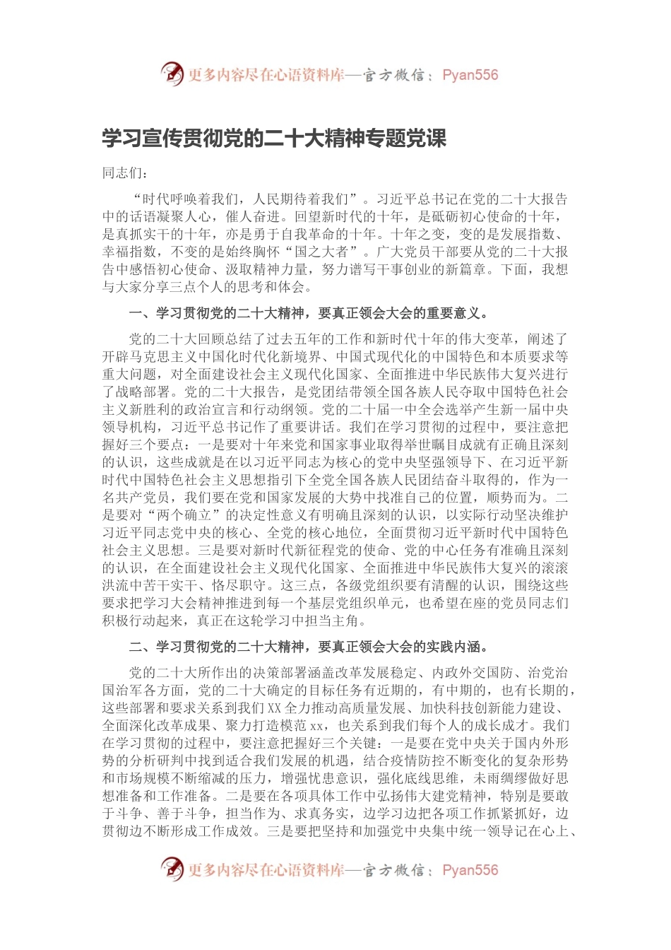 学习宣传贯彻大会精神专题党课.docx_第1页