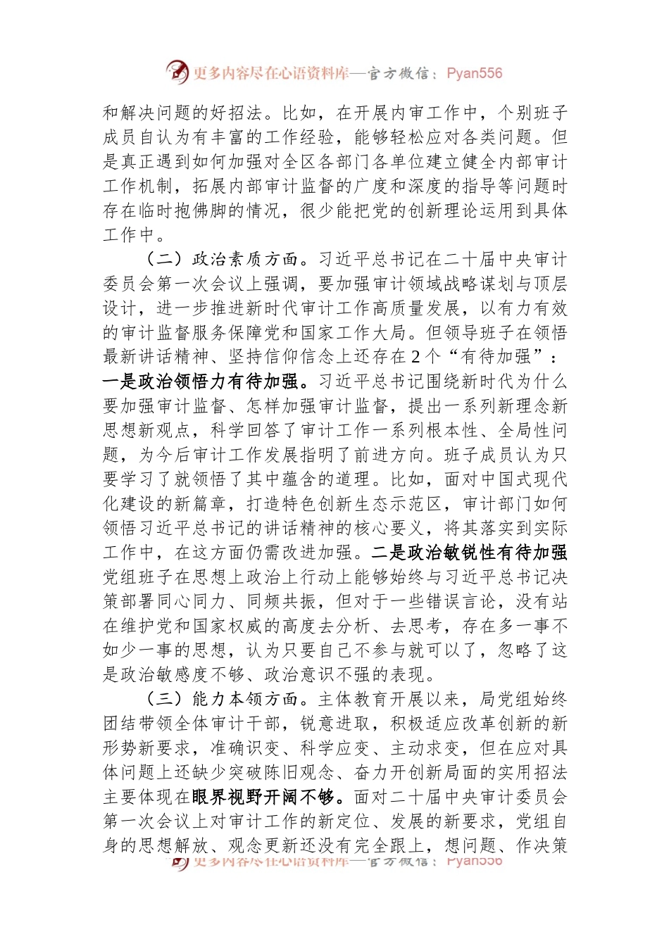 审计局党组主题教育民主生活会对照检查材料.docx_第2页