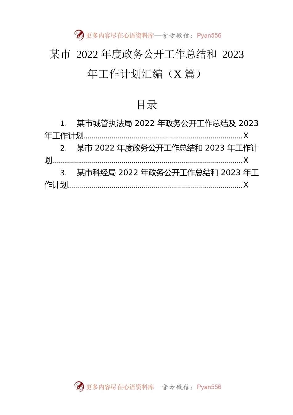 市2022年度政务公开工作总结和2023年工作计划汇编（3篇）.docx_第1页