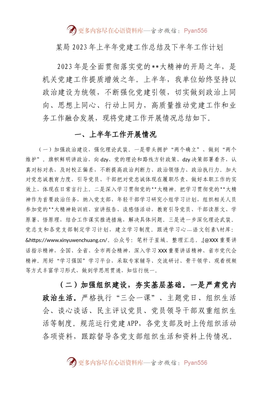 局2023年上半年党建工作总结及下半年工作计划.docx_第1页