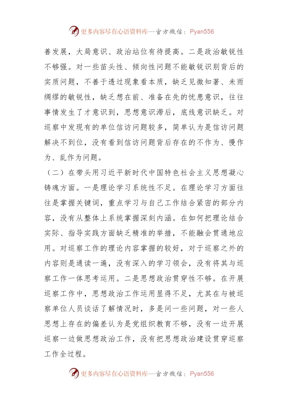 巡察办主任年度民主生活会“六个带头”对照检查材料.docx_第2页