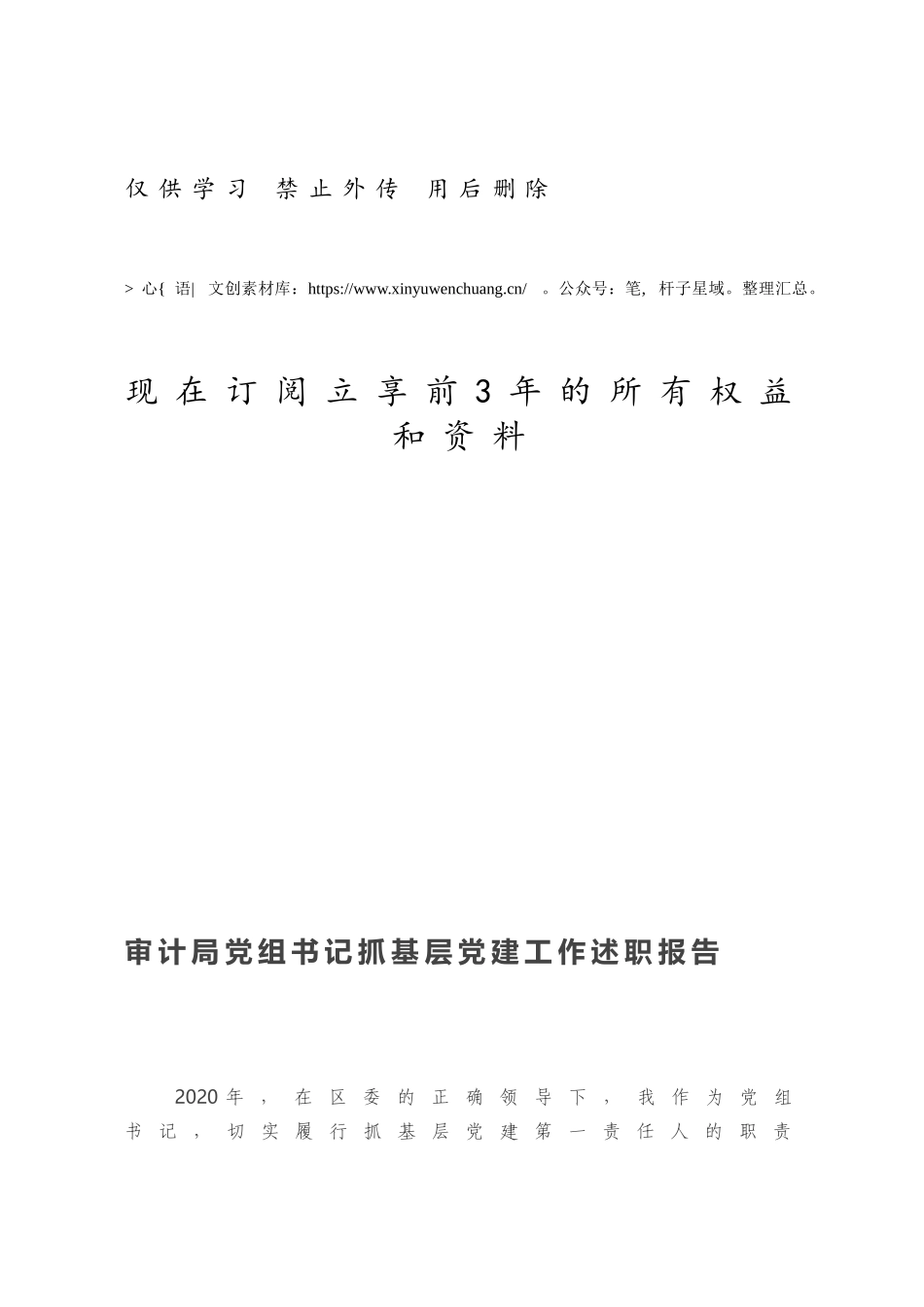 审计局党组书记抓基层党建工作述职报告.docx_第1页