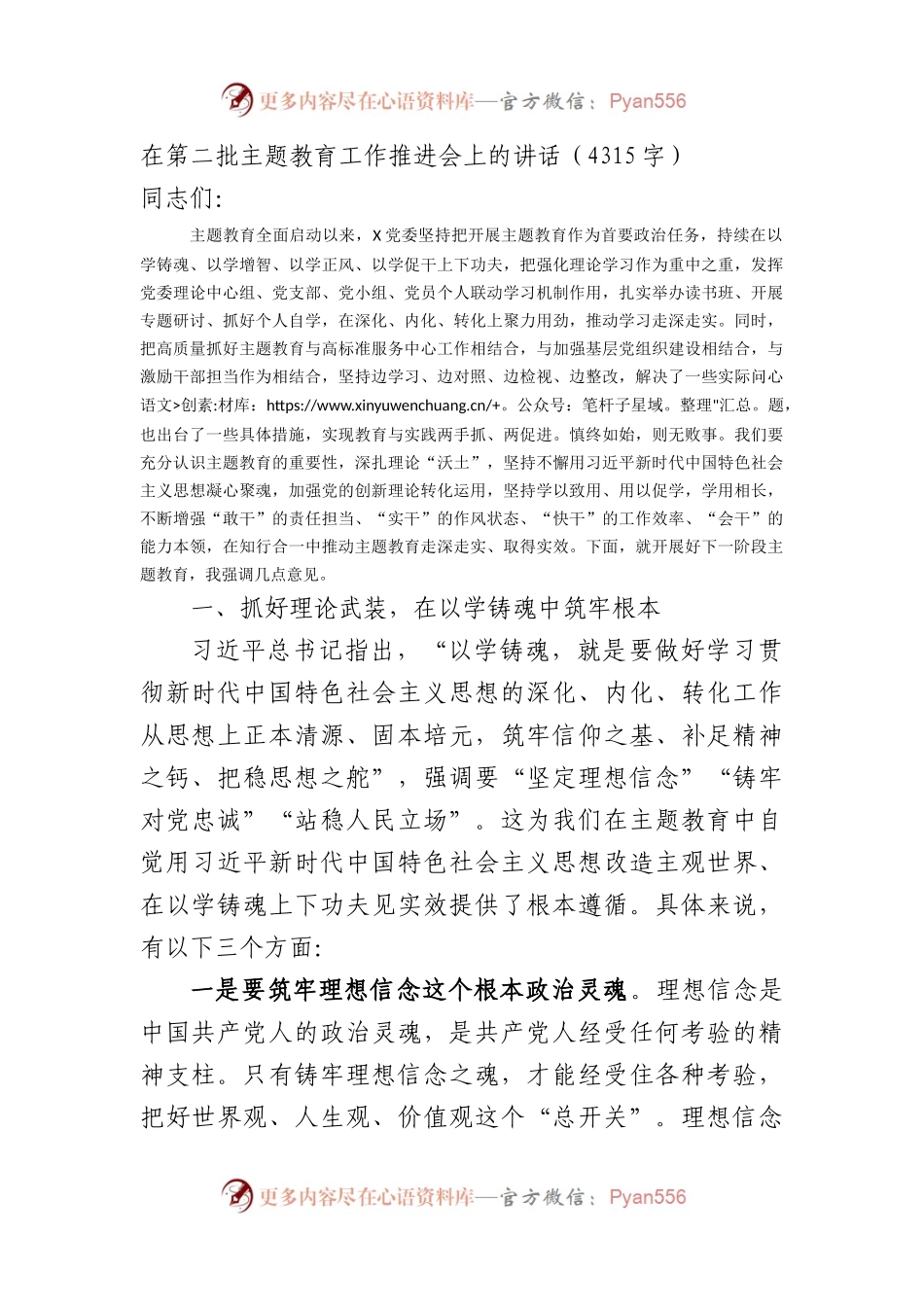 在第二批主题教育工作推进会上的讲话.docx_第1页