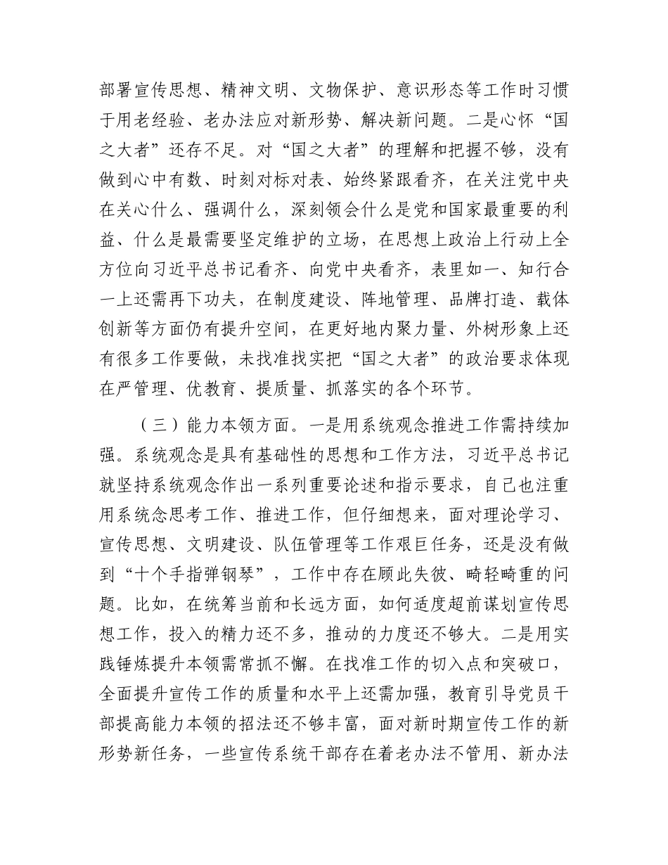 宣传部长主题教育民主生活会个人对照检查3700字.docx_第2页