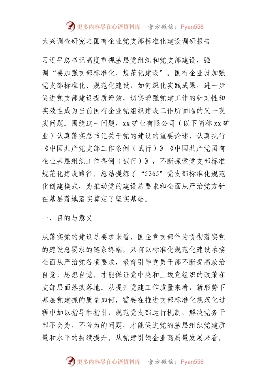 大兴调查研究之国企公司党支部标准化建设调研报告.docx_第1页