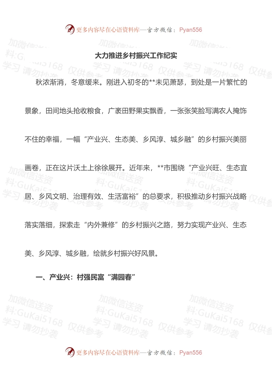 大力推进乡村振兴工作纪实.docx_第1页