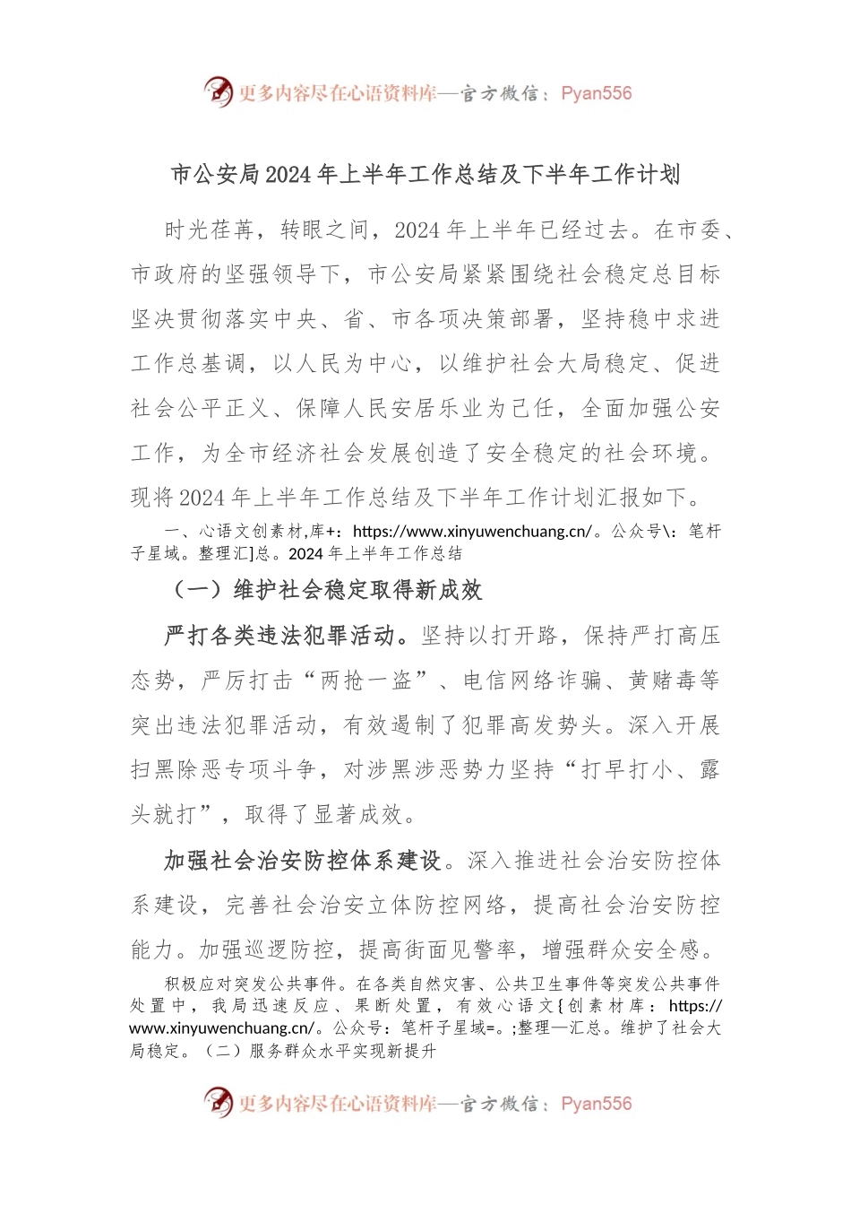 市公an局2024年上半年工作总结及下半年工作计划.docx_第1页