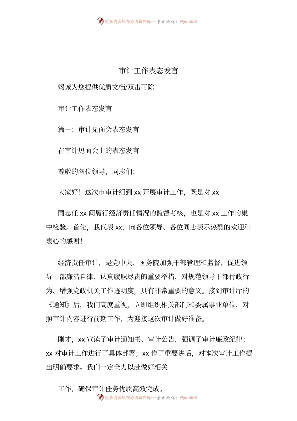 审计工作表态发言.docx_第1页