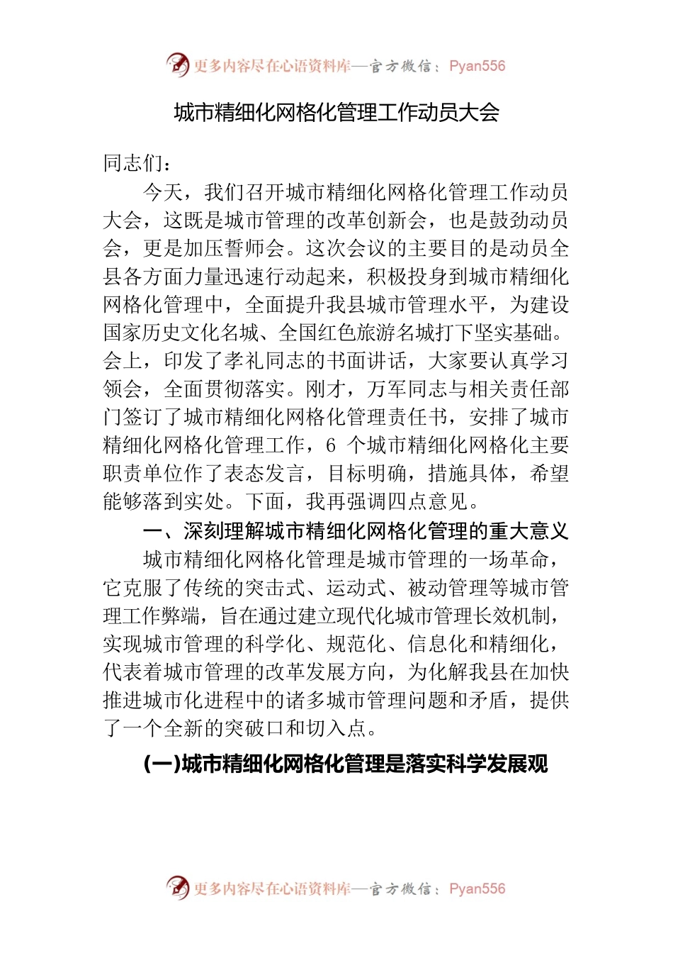 城市精细化网格化管理工作动员大会.docx_第1页