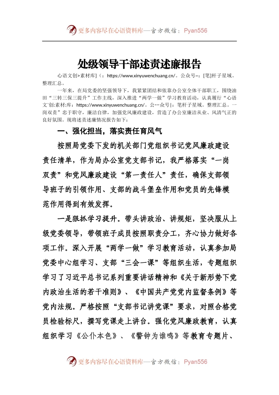 处级领导干部述责述廉报告.docx_第1页