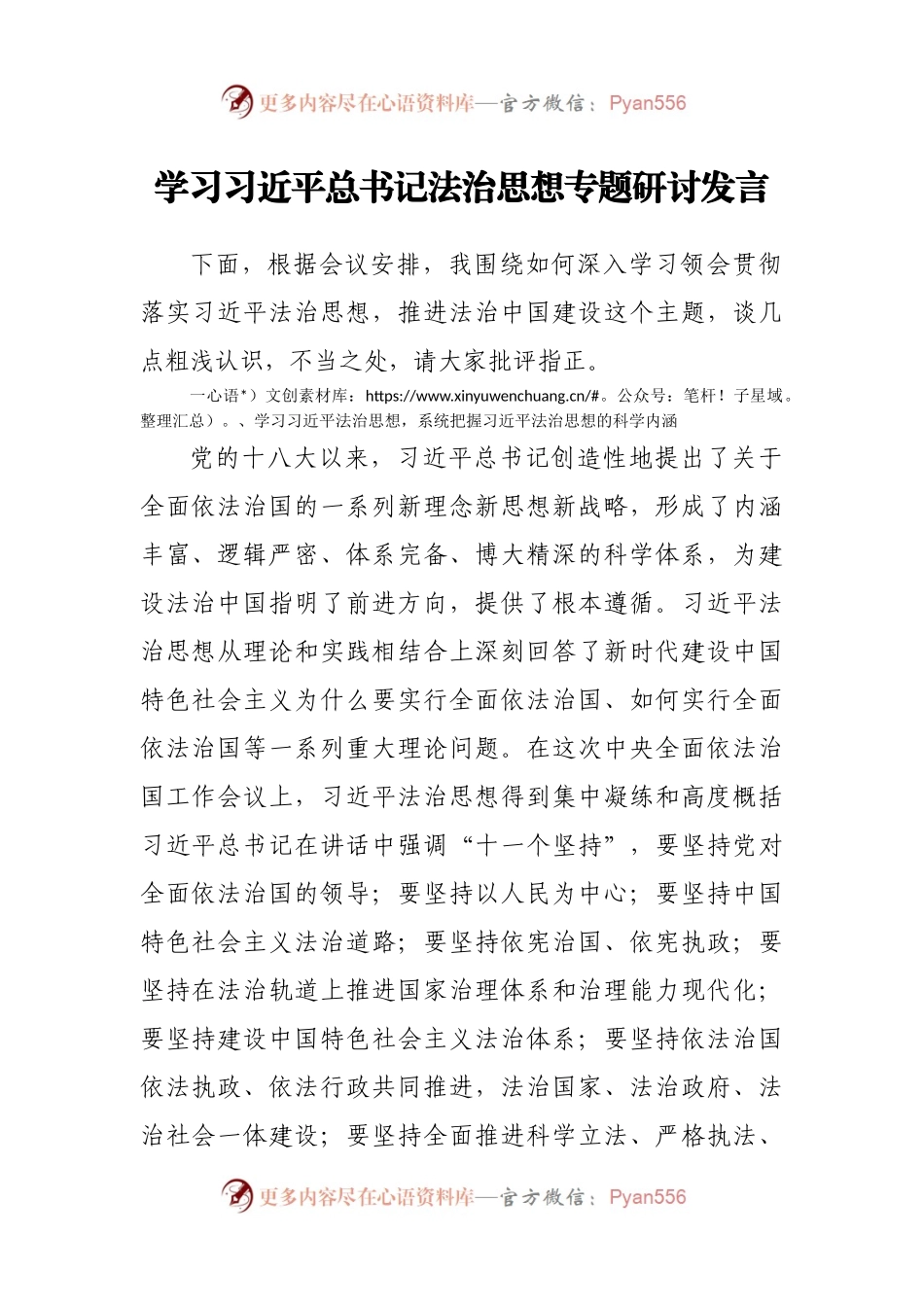 学习习近平总书记法治思想专题研讨发言.docx_第1页
