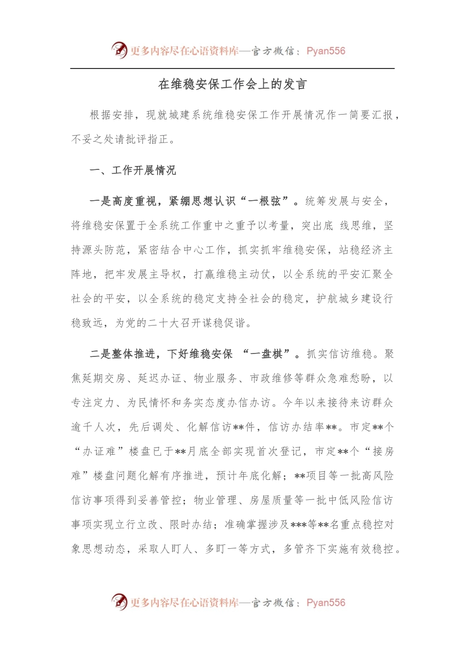 在维稳安保工作会上的发言.docx_第1页