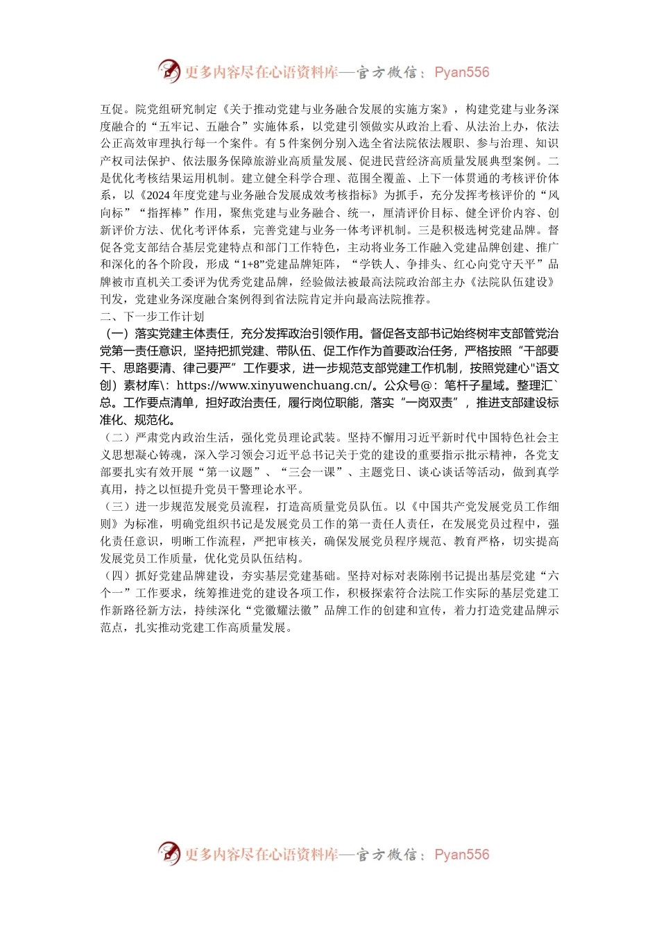 市中级人民法院党组2024年落实全面从严治党主体责任情况报告.docx_第2页