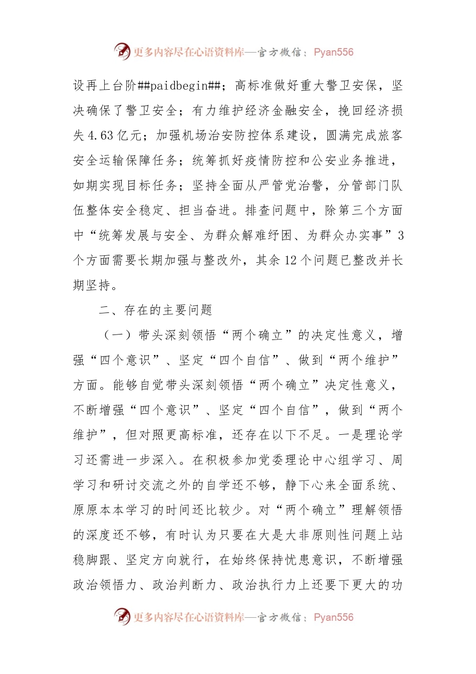 市公安局党委副书记2022年度民主生活会个人对照检查.docx_第2页