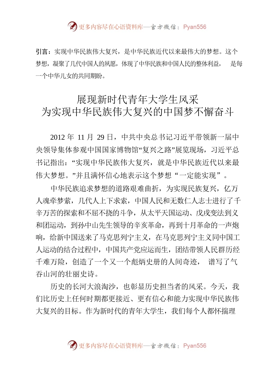 展现新时代青年大学生风采为实现中华民族伟大复兴的中国梦不懈奋斗.docx_第1页
