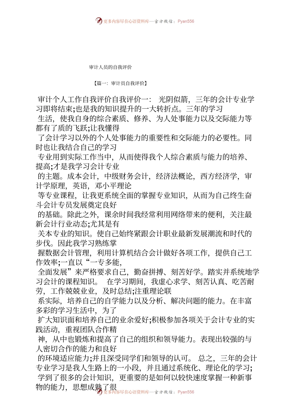 审计人员的自我评价.docx_第1页