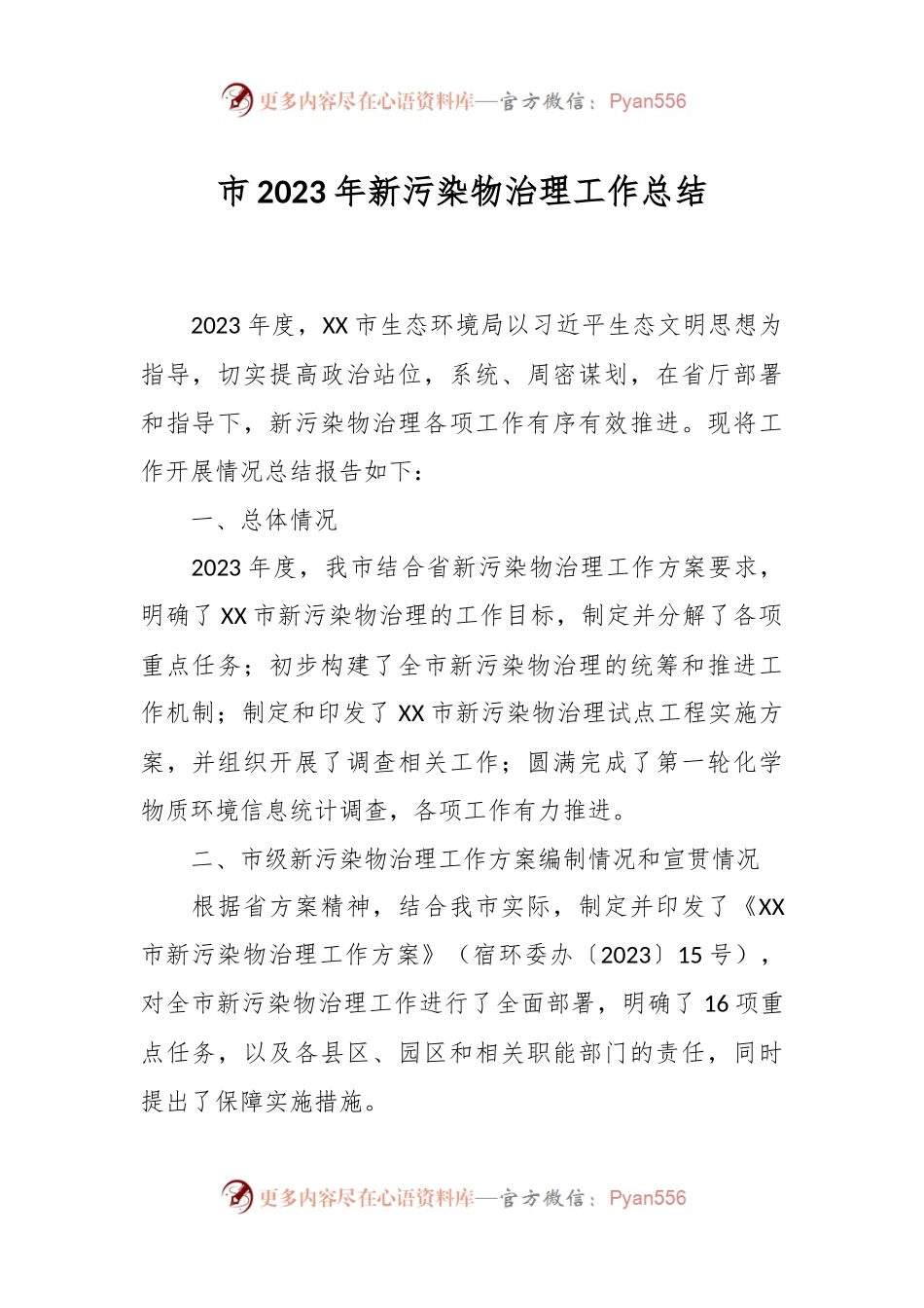 市2023年新污染物治理工作总结.docx_第1页