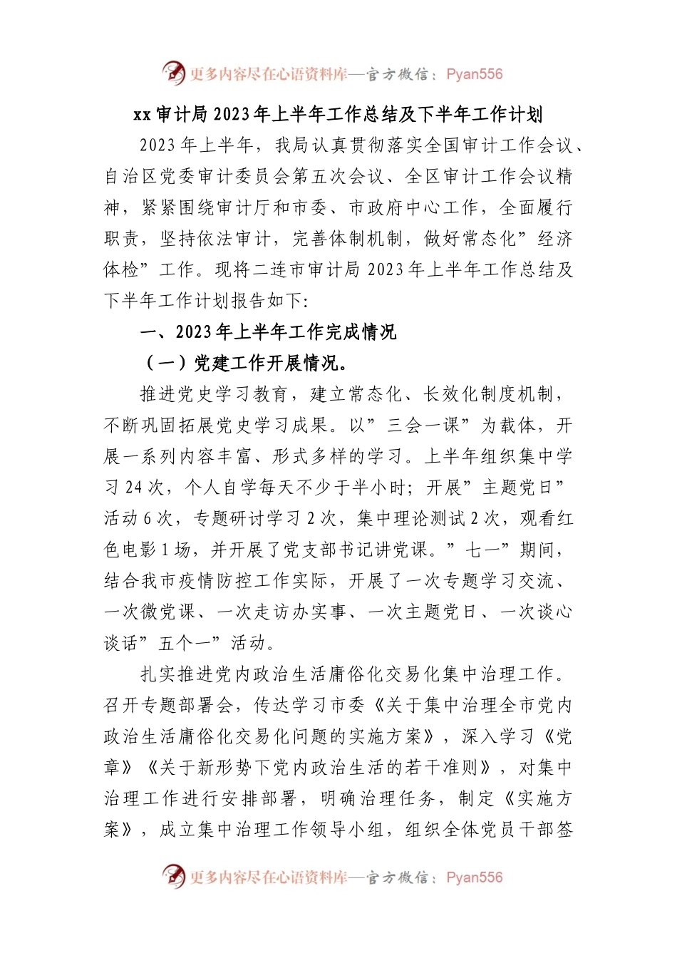 审计局2023年上半年工作总结及下半年工作计划.docx_第1页