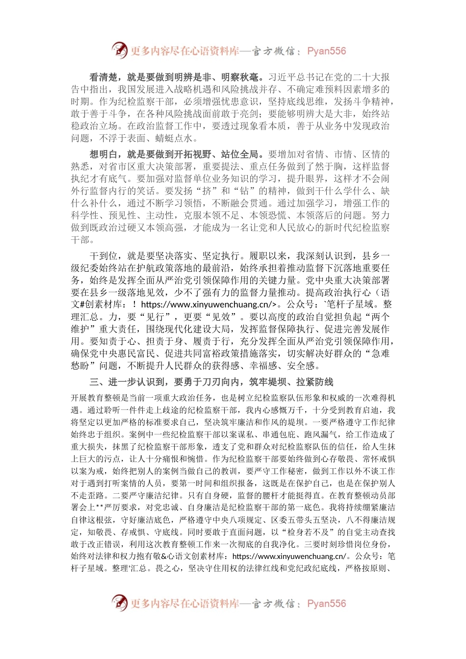 在纪检监察干部队伍教育整顿专题学习研讨班上的发言.docx_第2页