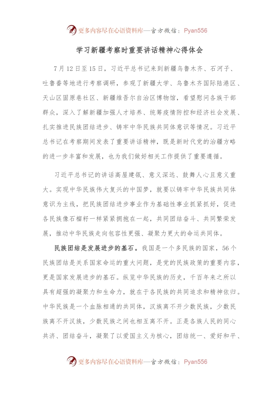 学习新疆考察时重要讲话精神心得体会（二）.docx_第1页