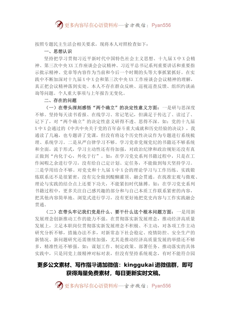 工业园区管委会副主任党史学习教育五个带头专题民主生活会个人对照检查.docx_第1页