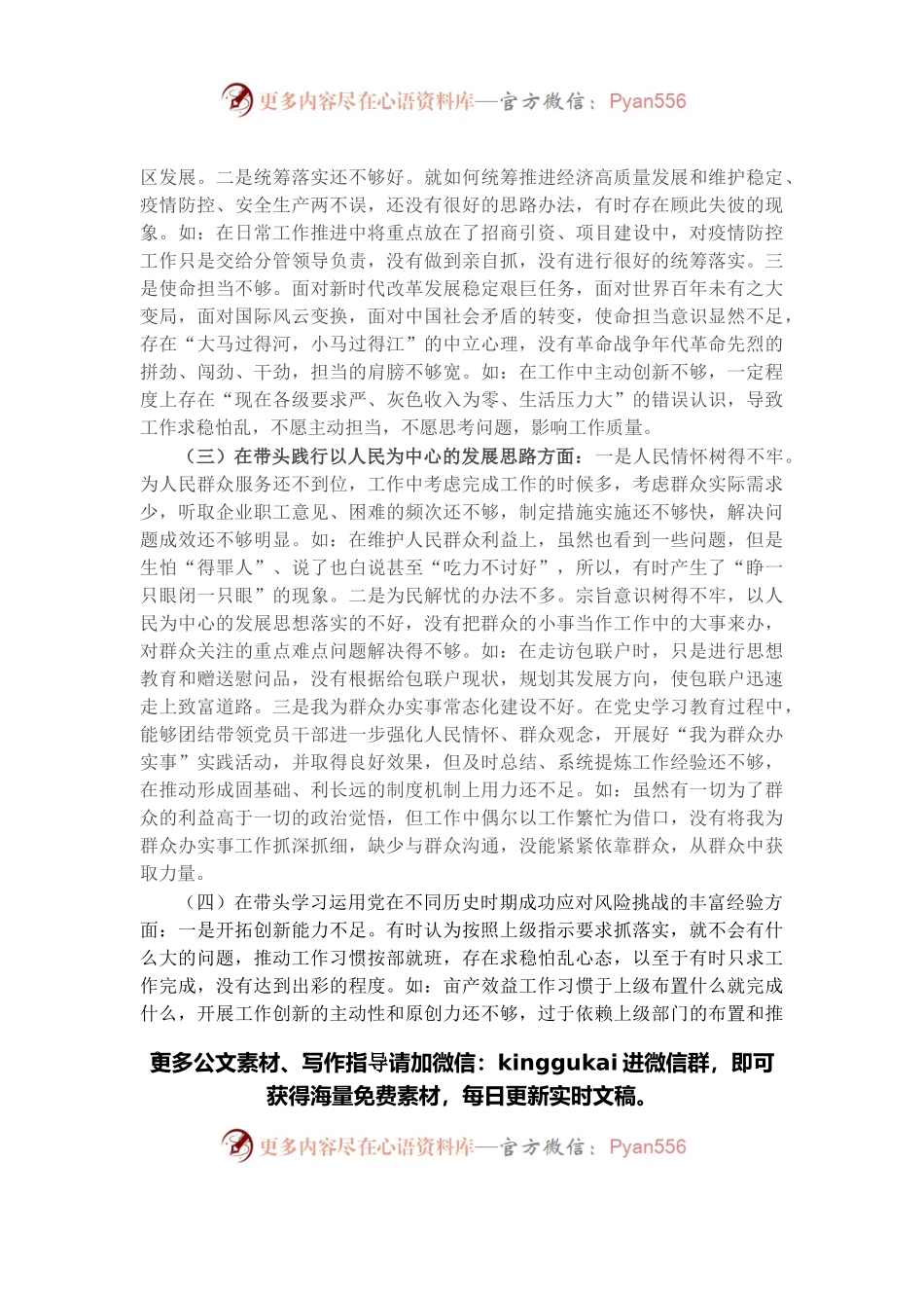 工业园区管委会副主任党史学习教育五个带头专题民主生活会个人对照检查.docx_第2页